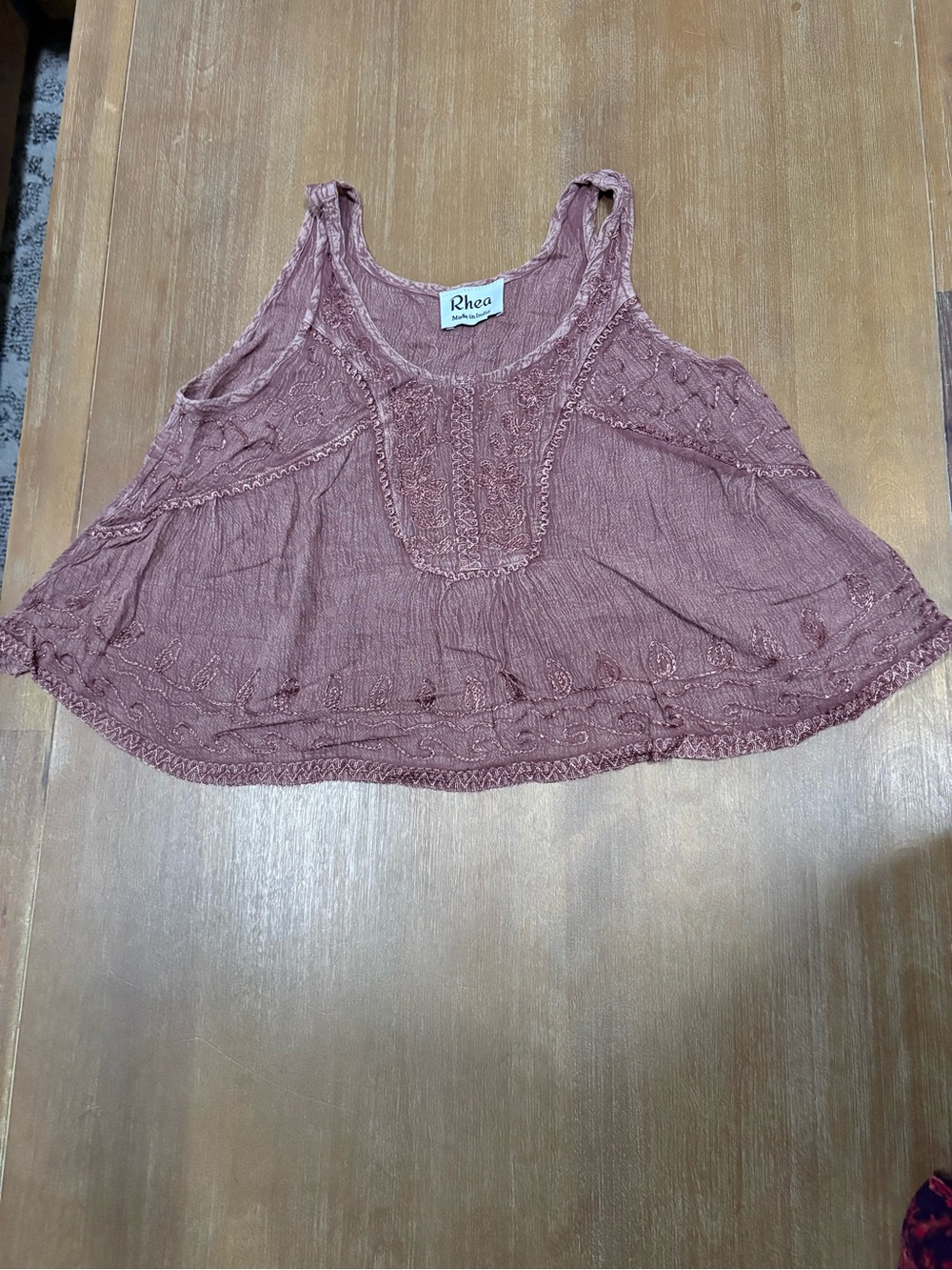 Embroidered Brown/Mauve Swing Tank Top